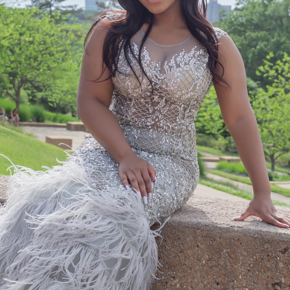 Bling Feather Prom Dress